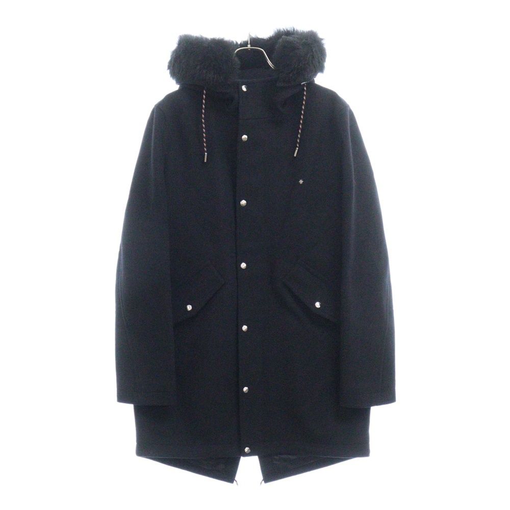 DIOR (ディオール) 18AW アトリエBEE カシミヤ混ウール ファー付フーディ コート ブラック 733C375C3183