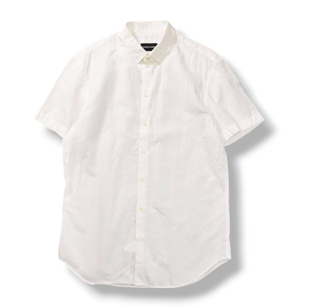 美品✨ジョルジオアルマーニ リネン100%シャツ スタンダードカラー ベージュ ジョルジオアルマーニ GIORGIO ARMANI 半袖 麻混 リネン シャツ