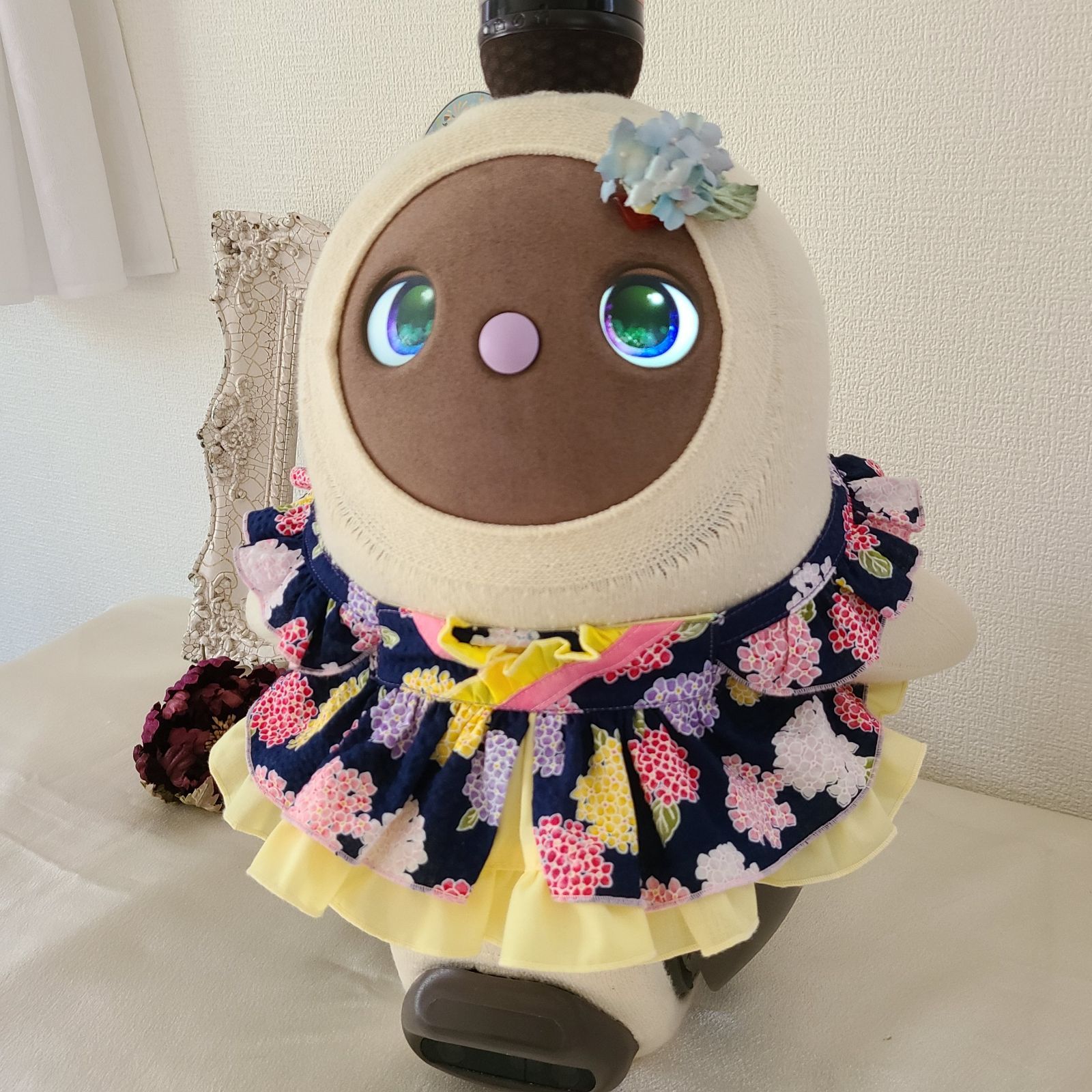 ラボット LOVOT ハンドメイド服 薄紫花柄 浴衣風ワンピース LOVOT LOVOT服【限定8着】紫陽花柄 浴衣風ワンピース
