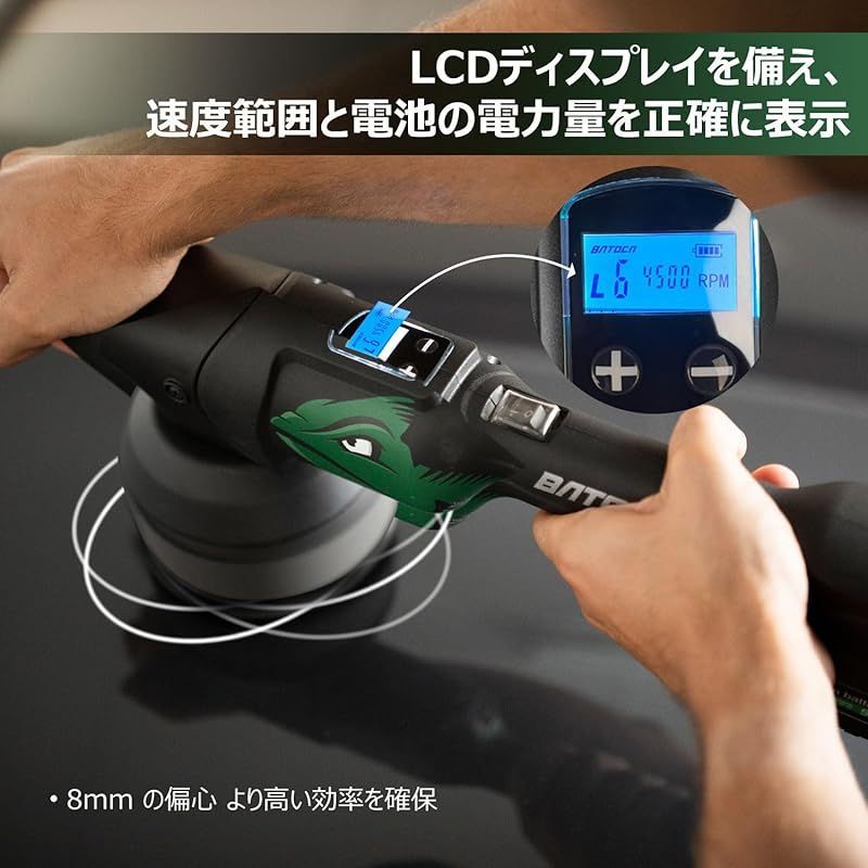 BATOCA-S2 コードレス ポリッシャー 125mm 充電式ポリッシャー LED画面 