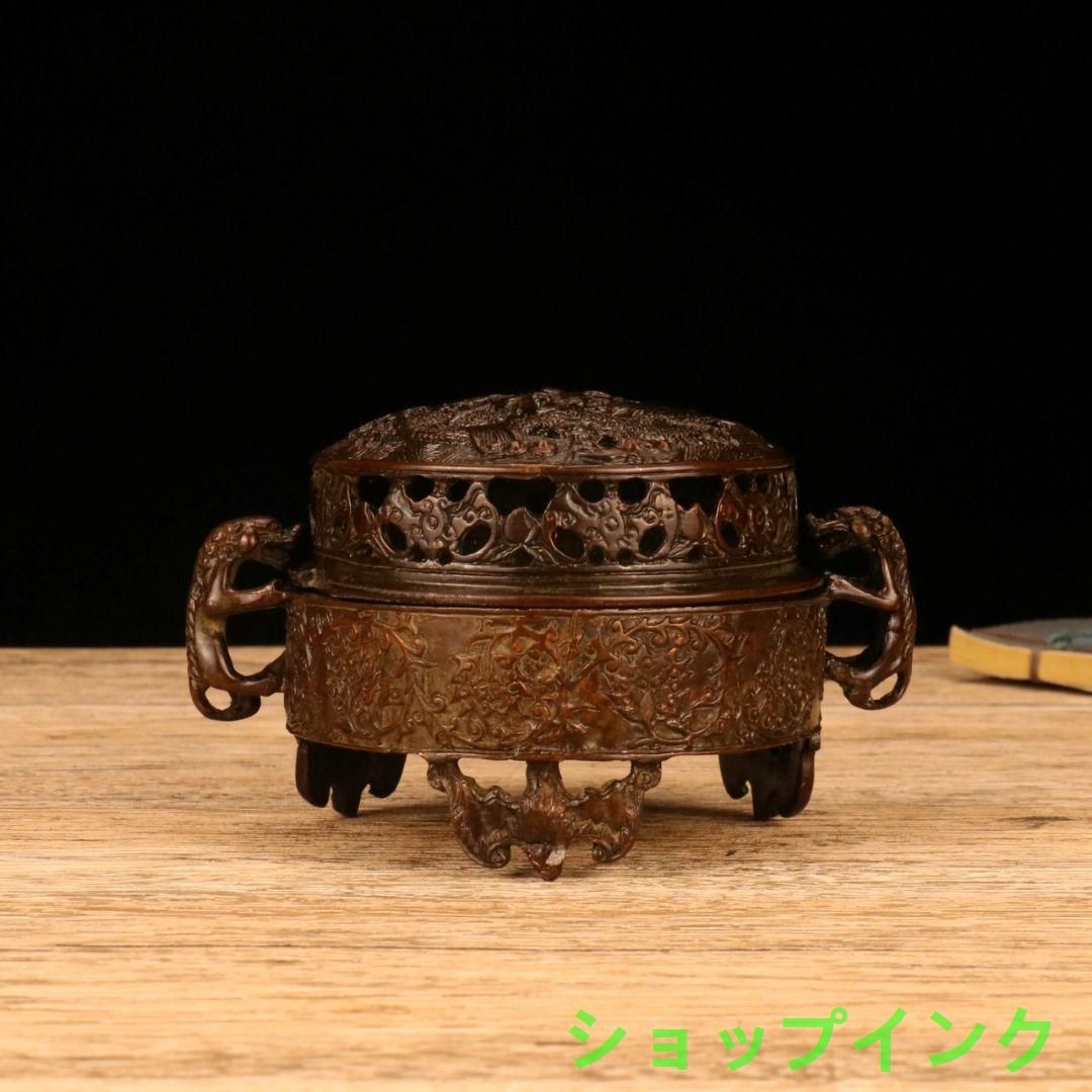銅 細工 香道具 双のダックのネコ耳円香炉 装飾品 現代工芸品美術品 置物 銅 細工 香道具 双のダックのネコ耳円香炉 装飾品 現代工芸品