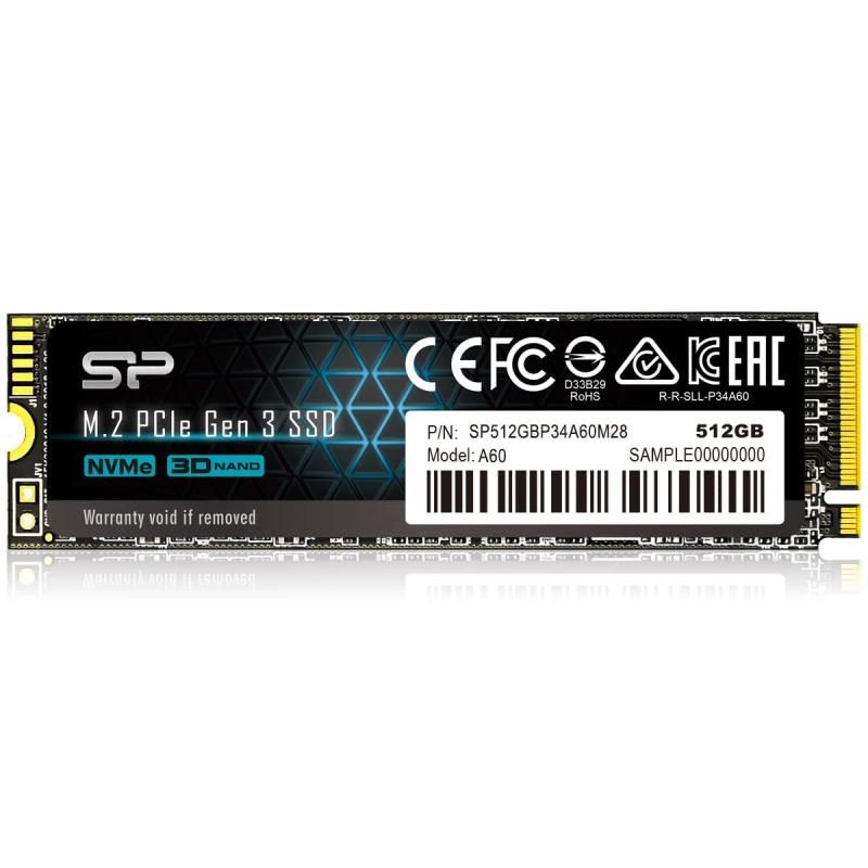 シリコンパワー NVMe PCIe Gen4 M.2 2280 SSD 512GB PCIe3.0 A60シリーズ