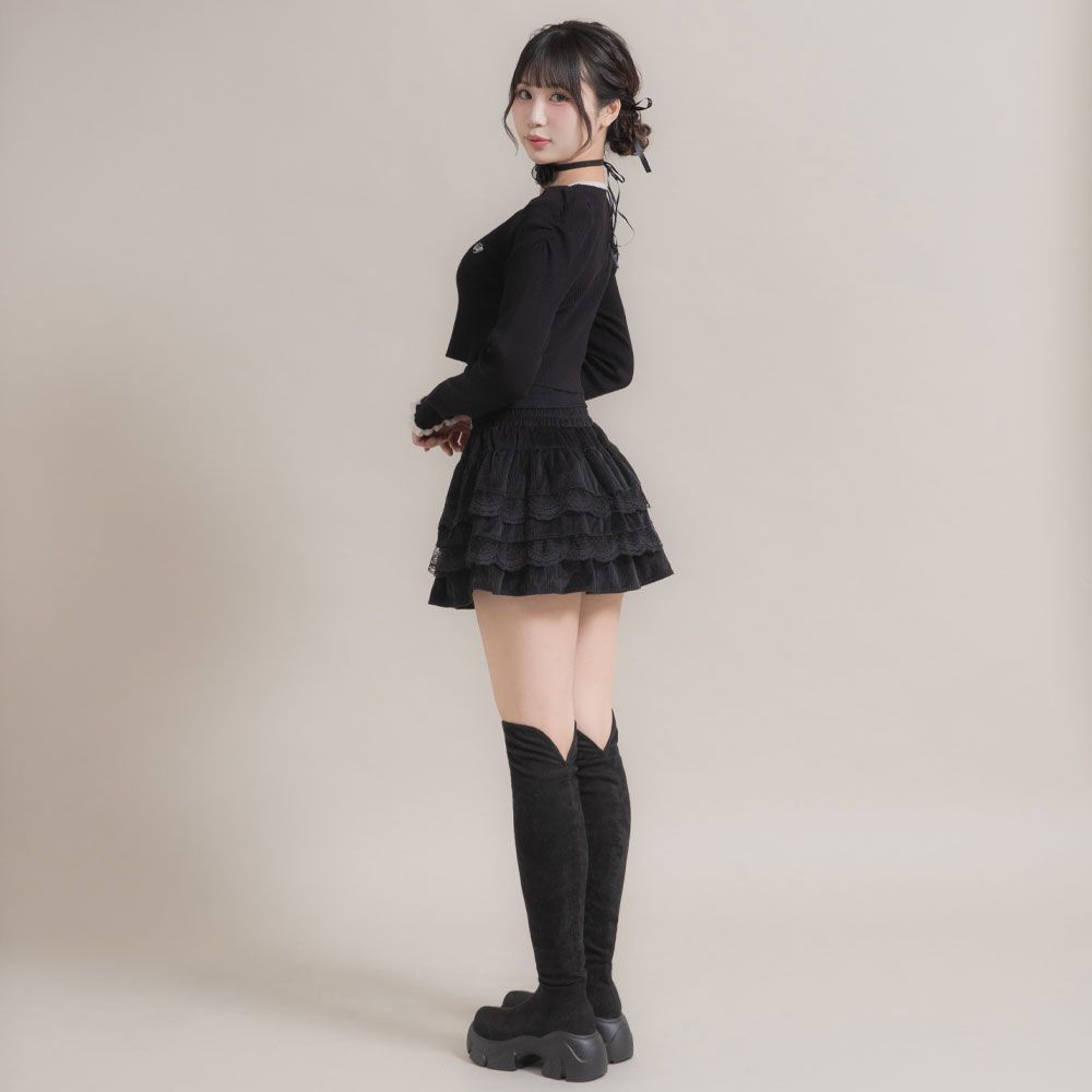 夢展望公式 [新品未使用] 厚底美脚スリムニーハイブーツ [ブラック 