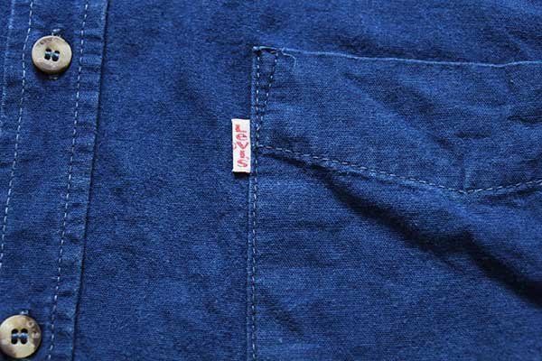 90s Levi'sリーバイス 無地 ボタンダウン コットンシャツ インディゴ L 