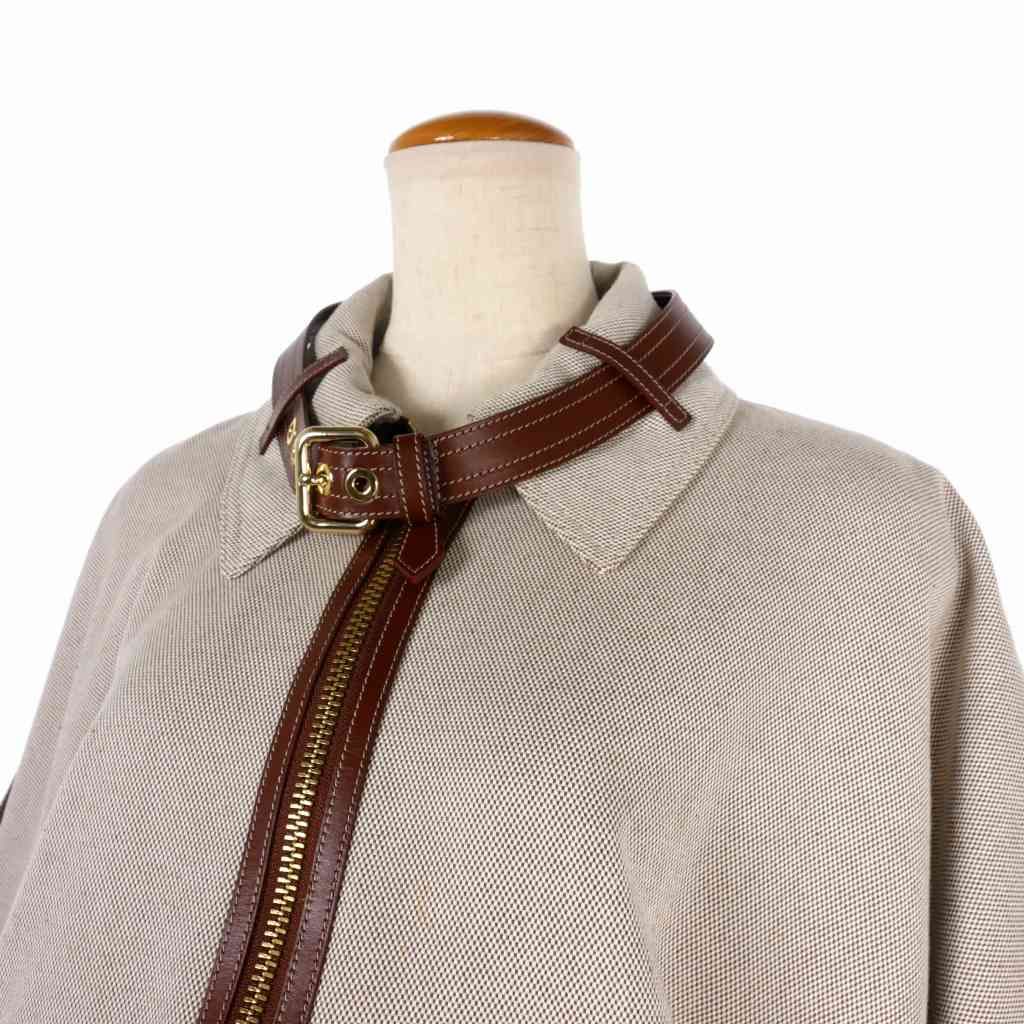 バーバリー BURBERRY パイピングレザー ポンチョ コットン
