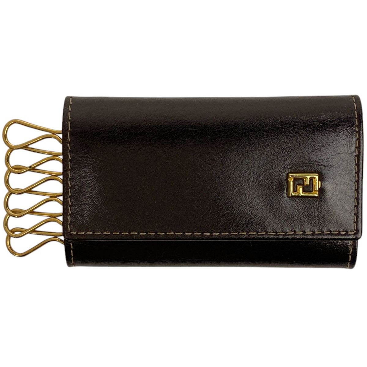 正規品 フェンディ FENDI 6連キーケース ズッカ オールレザー タグ 黒 FENDI フェンディ キーケース 6連キーケース レディース ズッカ