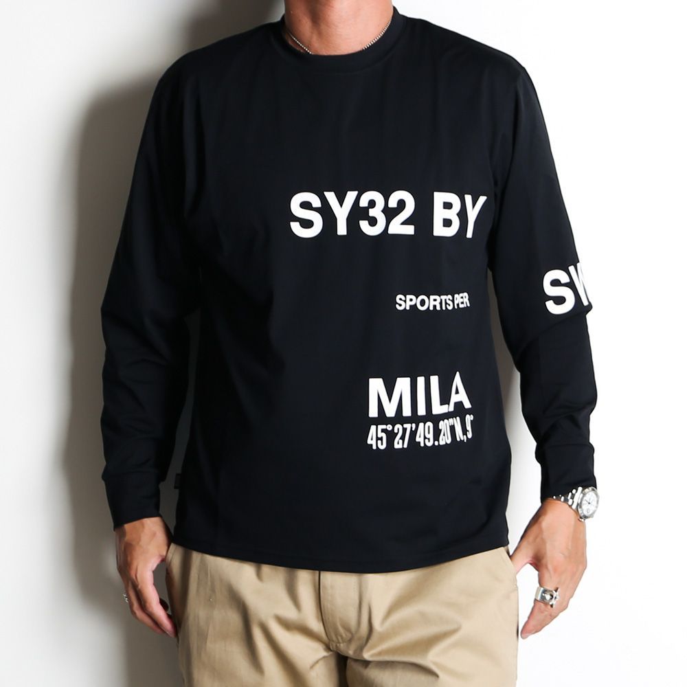 【SY32 by SWEET YEARS/エスワイサーティトゥバイスィートイヤーズ】SEPARATE GRAPHIC L/S TEE - BLACK / グラフィックTシャツ / 14538【国内正規品】