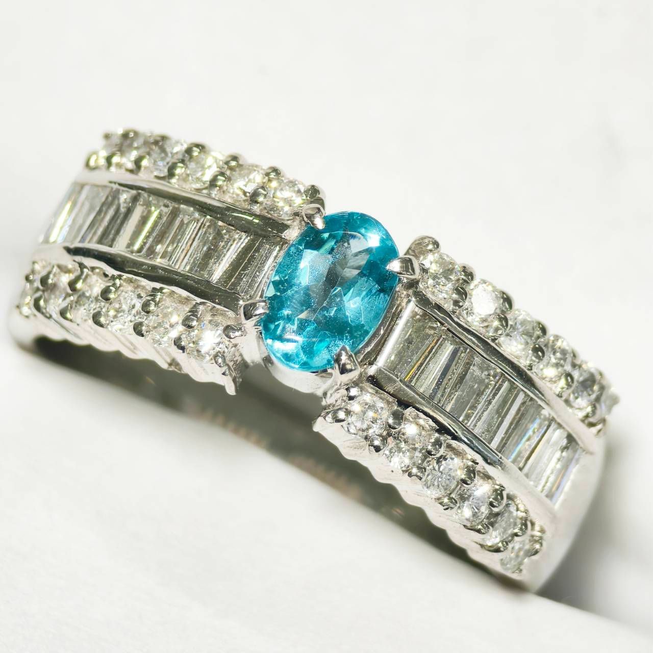 天然アパタイト1.009ct Pt900 D0.21ct リング・指輪 Pt900 アパタイト 
