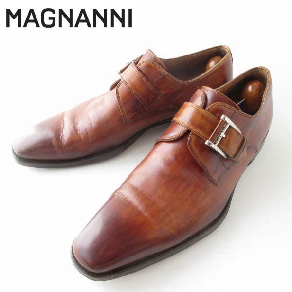 MAGNANNI マグナーニ 9M 19855 モンクストラップ 茶 高級品 MAGNANNI モンクストラップ 茶系 28cm マグナーニ ブラウン