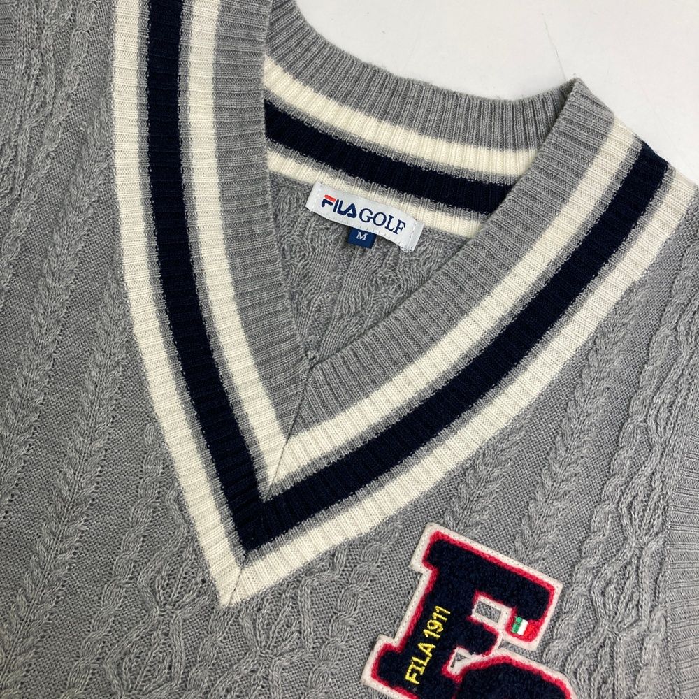 サイズ：M FILA GOLF フィラゴルフ ニットベスト グレー系