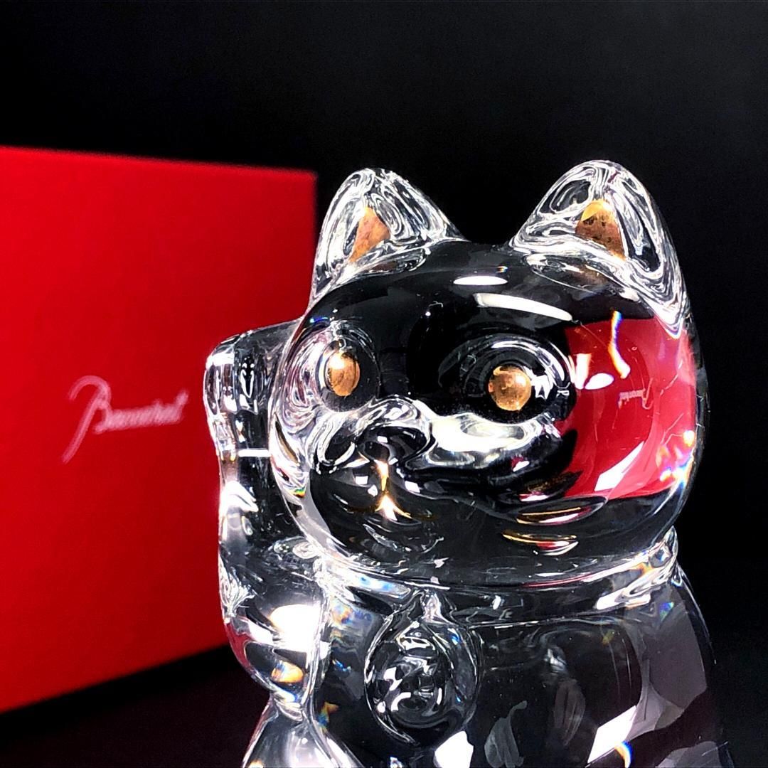 き Baccarat バカラ 招き猫 クリスタル フィギュリン クリスタルグラス クリア クリア ゴールド BC399