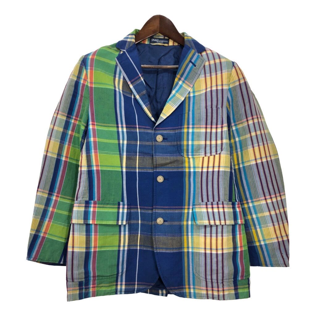 00年代 Polo by Ralph Lauren ポロ ラルフローレン テーラードジャケット マドラスチェック マルチ メンズ S 古着 T7149