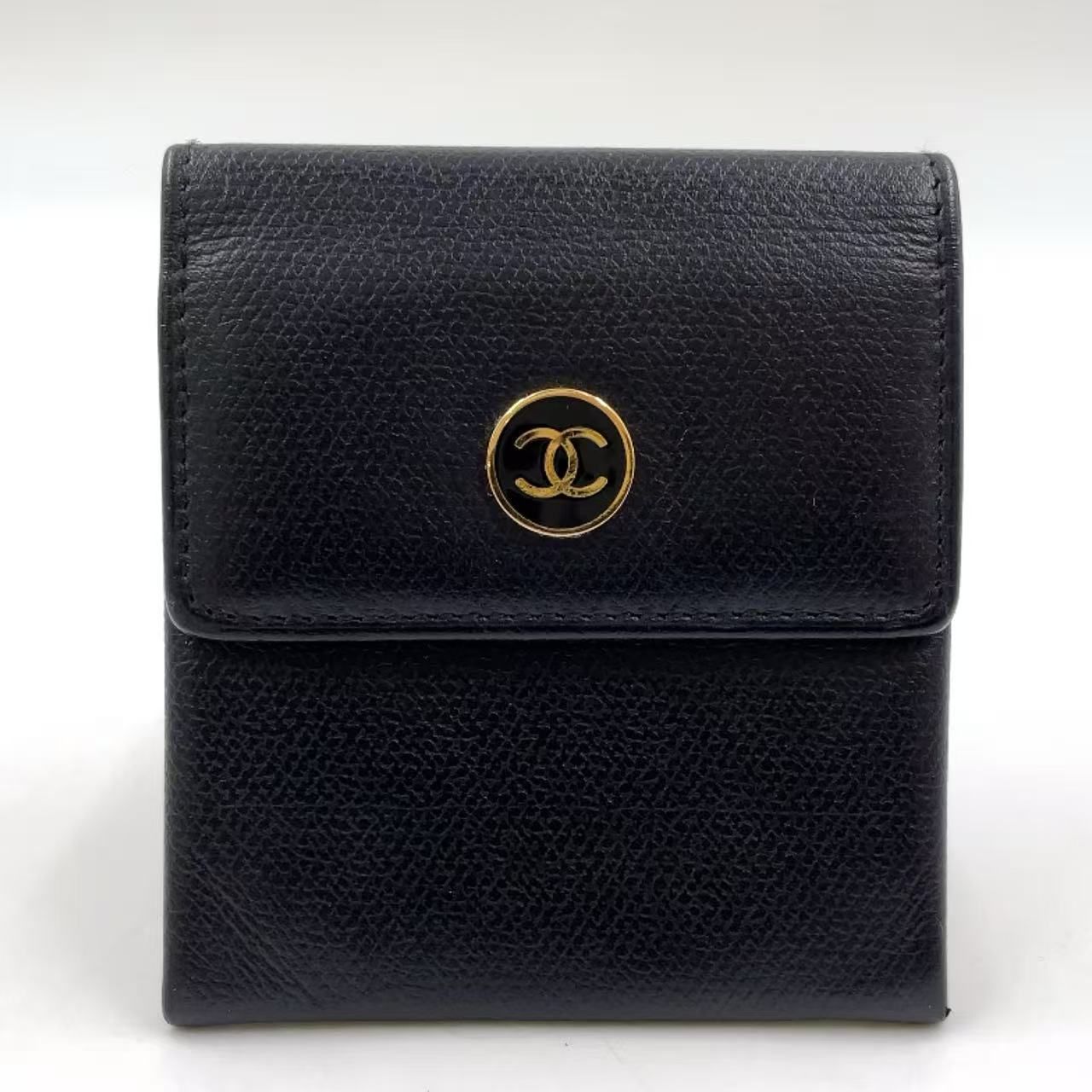 CHANEL ココマーク コインケース シリアル不明 レザー ブラック ポーチ ゴールド