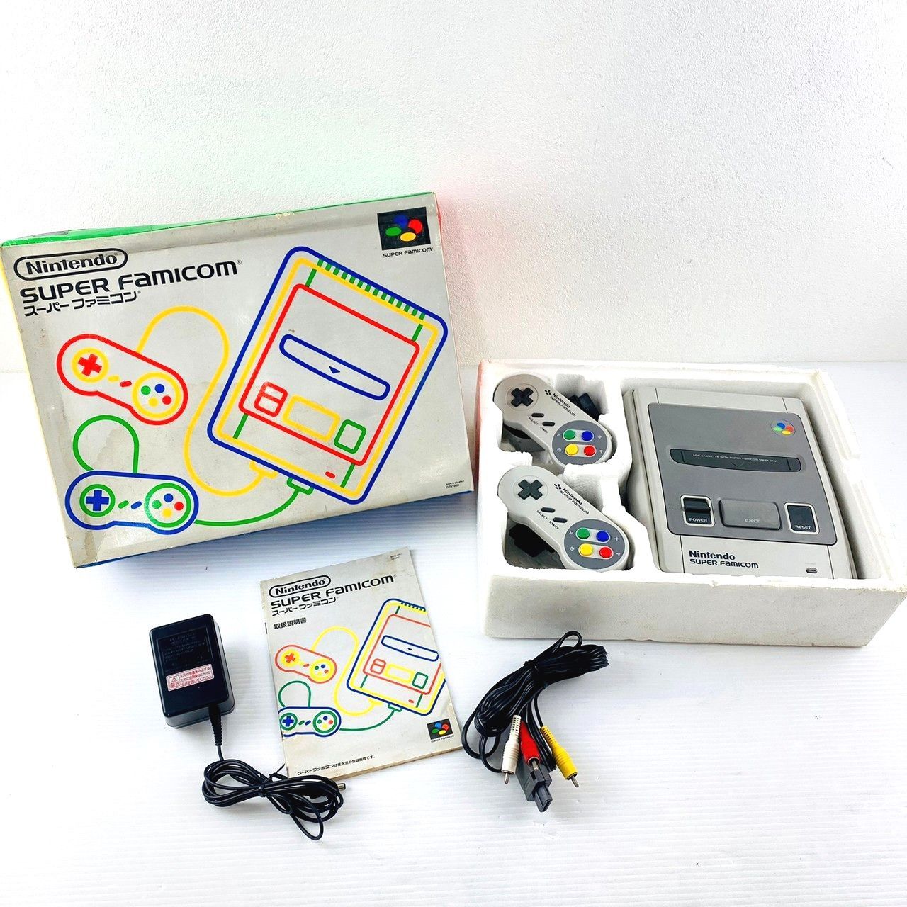 【良品】Nintendo スーパーファミコン 本体 SHVC-001 ACアダプタ モノラルAVケーブル付属 任天堂 希少 レア 本体、アクセサリー