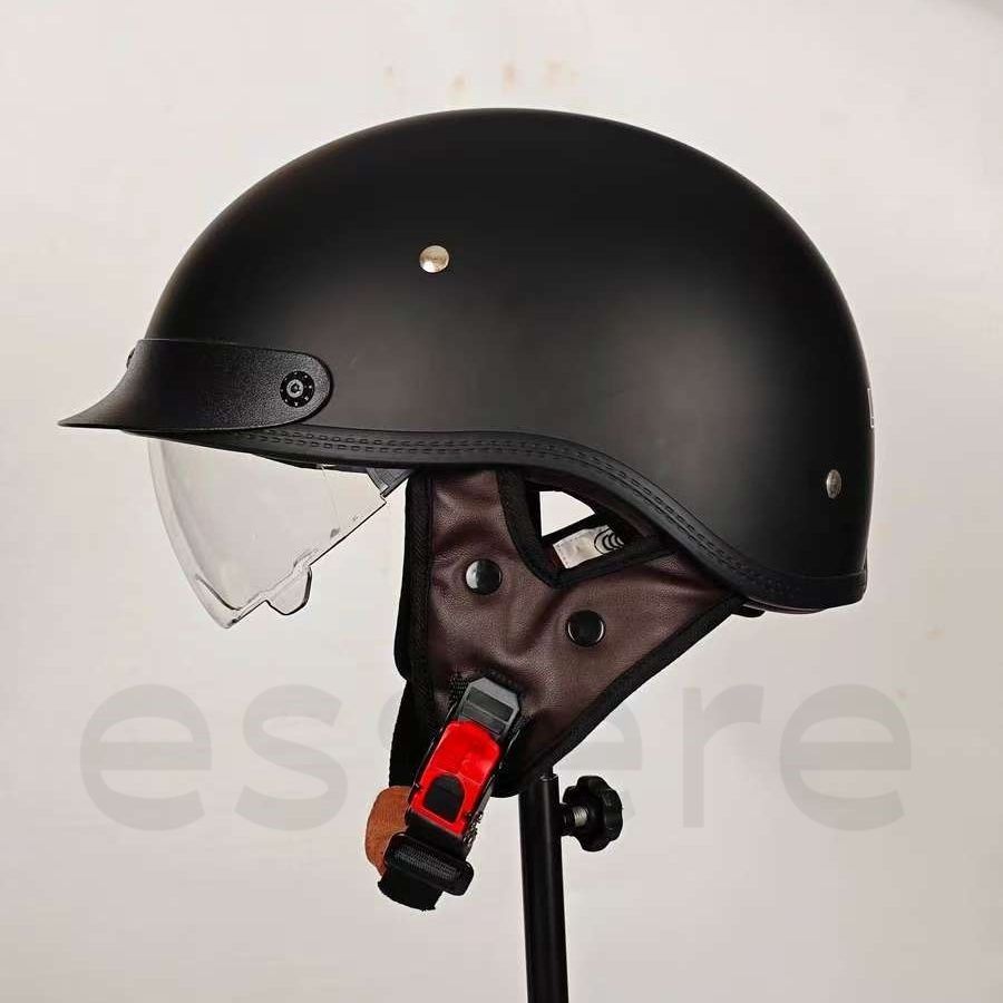 半帽 原付ヘルメット レトロ ゴーグル付き 自転車用ヘルメット 保護帽 四季通用 軽量 男女兼用 S-XXLサイズ マットブラック