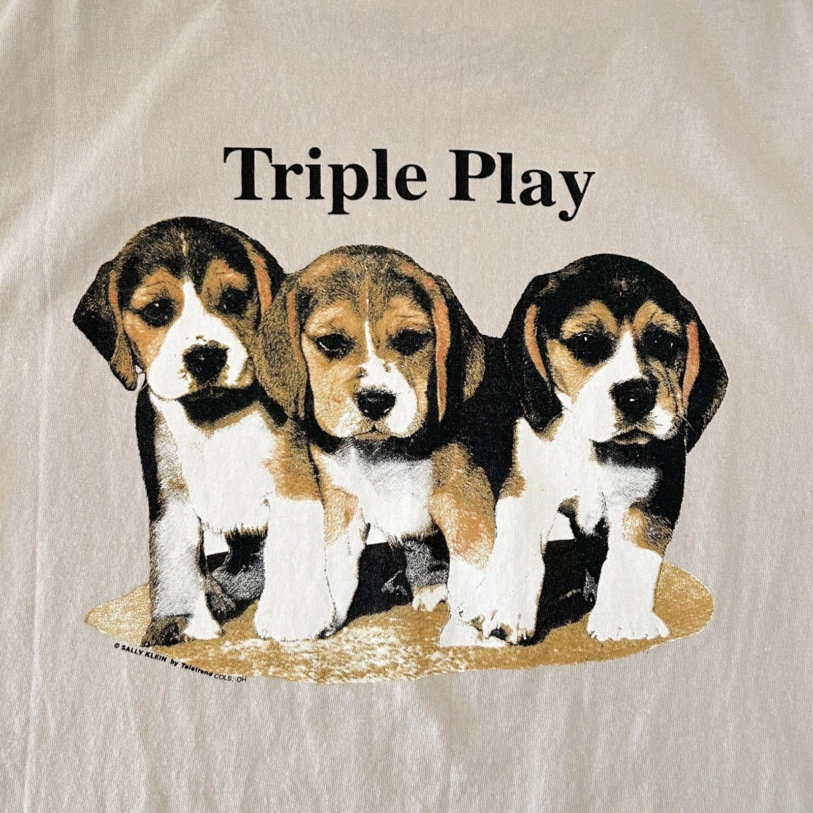 M】USA製 90s 古着 子犬 ビーグル アート ドッグ Tシャツ SALLY