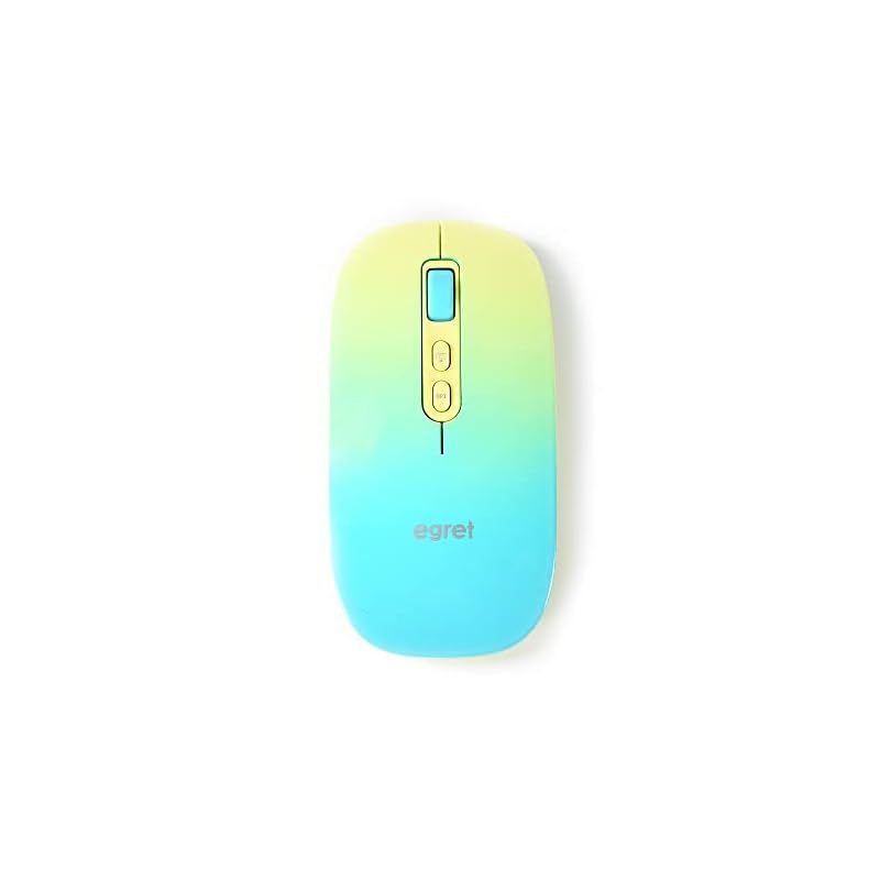 【在庫セール】Bluetooth＆2.4G、充電式静音ワイヤレスマウス、3台PC対応、3段DPI、かわいい、おしゃれ、グリーン、イエロー、 EGRET PrettiE (萌黄) EM23-P3 0