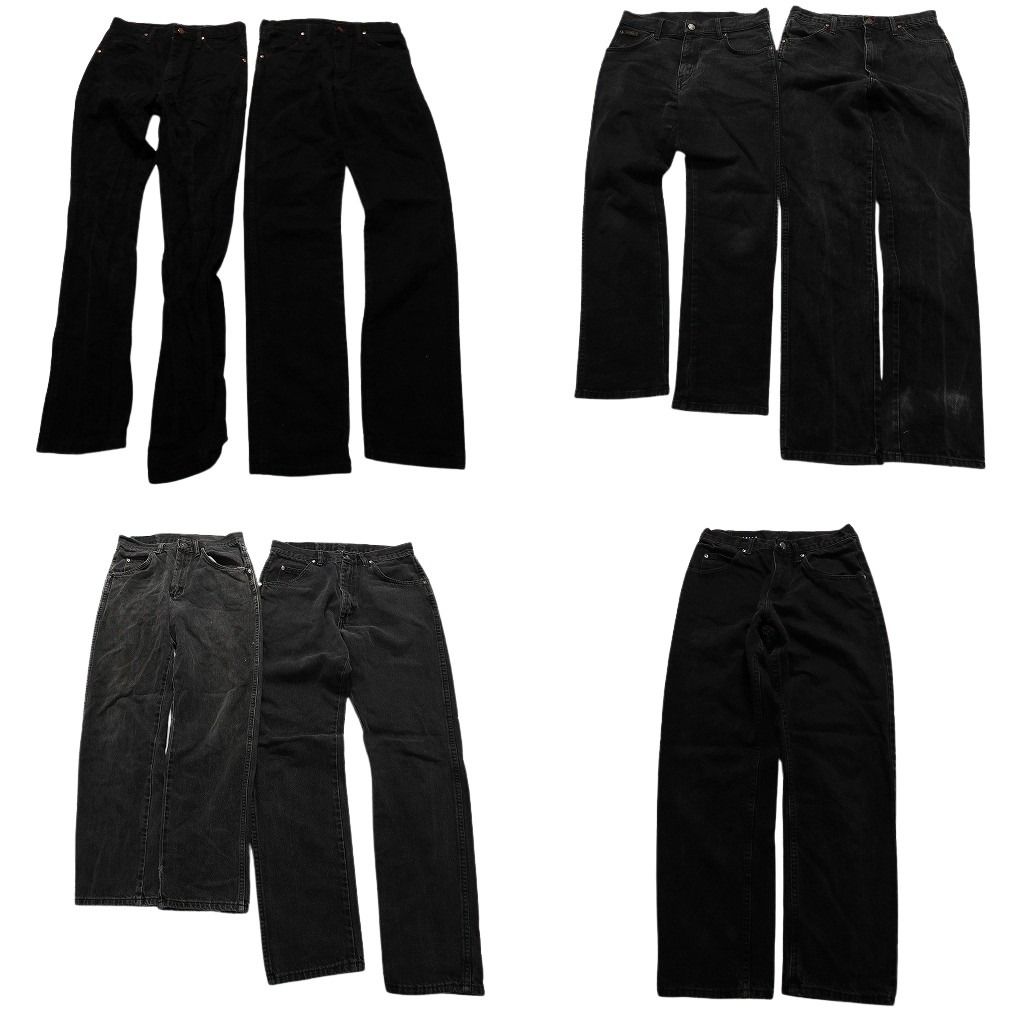 古着卸 Wrangler ラングラー ブラックデニム パンツ 7枚セット メンズ 32 |30 |29 皮パッチ アメカジ 古着 NA7108