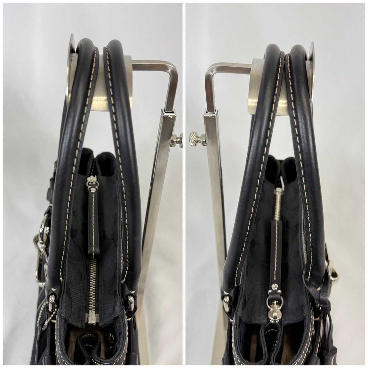 極美品✨コーチ　ハンドバッグ　キャンバス　レザー　黒　シグネチャー　10245 COACH - コーチ ハンドバッグ キャンバス レザー 革