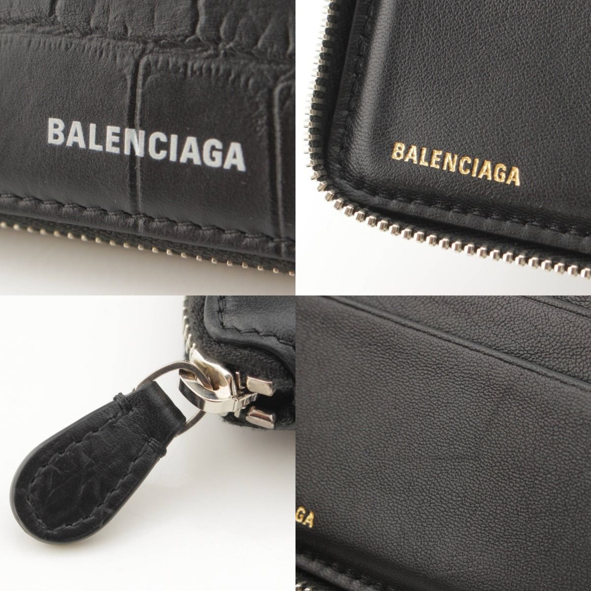バレンシアガ】Balenciaga クロコ型押し スクエア ラウンドジップ