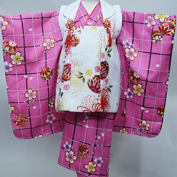 七五三 3歳 3才 三歳 三才 女児 女の子 被布 着物 フルセット 百花繚乱 