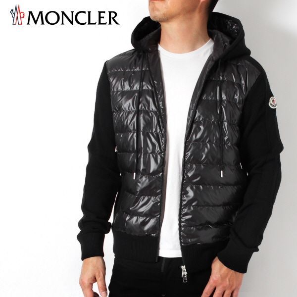 24SS新作 モンクレール MONCLER  メンズ ニットダウン コンビネーション ブルゾン【ブラック】 9B00007 M3238 999/【2024SS】m-outer