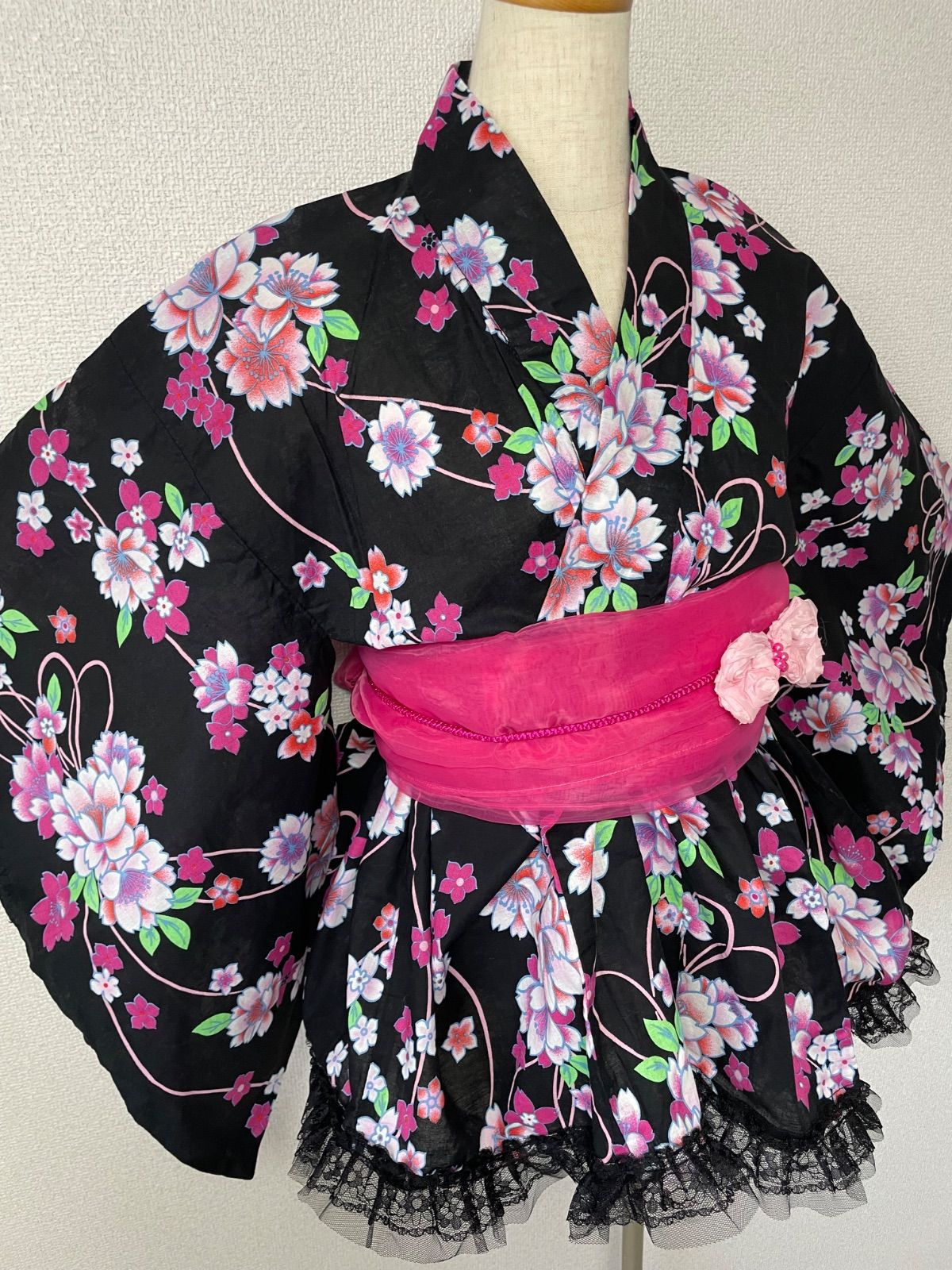 浴衣ドレス 姫ギャル 地雷ギャル y2k 150 量産型 ピンク 大人 りぼん柄