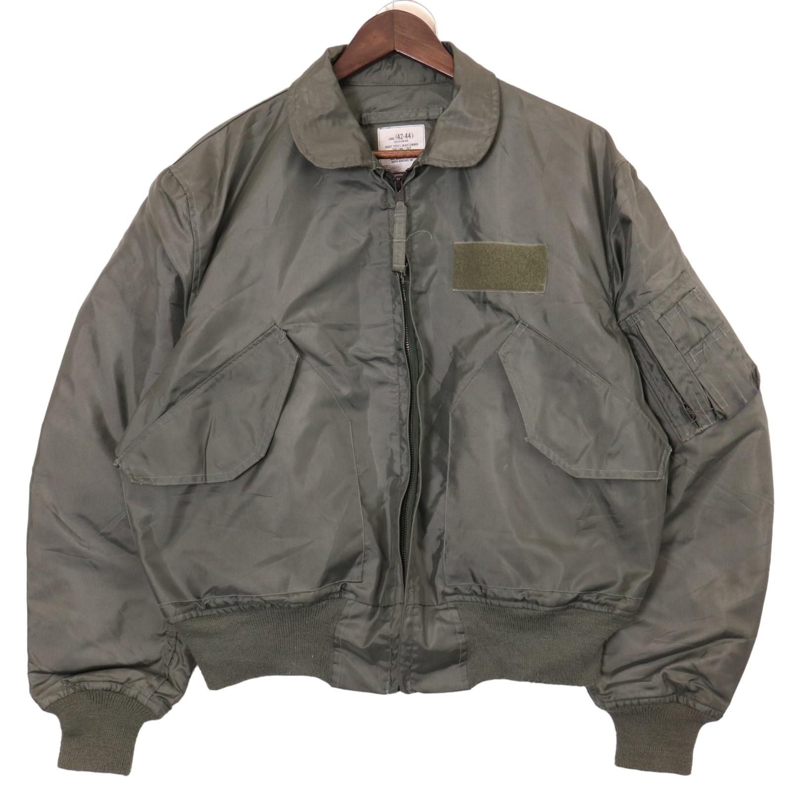 90年代 米軍実物 U.S.AIRFORCE CWU-36/P フライトジャケット ミリタリー セージグリーン (メンズ LARGE) 中古 古着 A0225