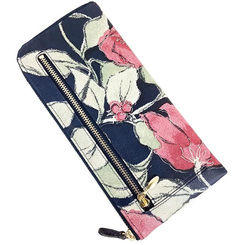 新着商品 HARUBE 京都 浪速屋 本革 友禅染 薄型 L字ファスナー 長財布 レディース 牛革 工芸 花 ツバキ 椿 サザンカ 81-284 たとかーふ ツバキ コン