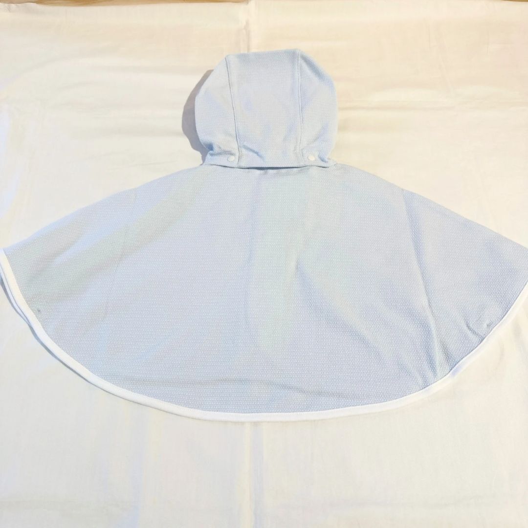  ベビーポンチョ ケープ 60-90 UV対策 ブルー ベビーポンチョ マント ベビー服(~95cm)
