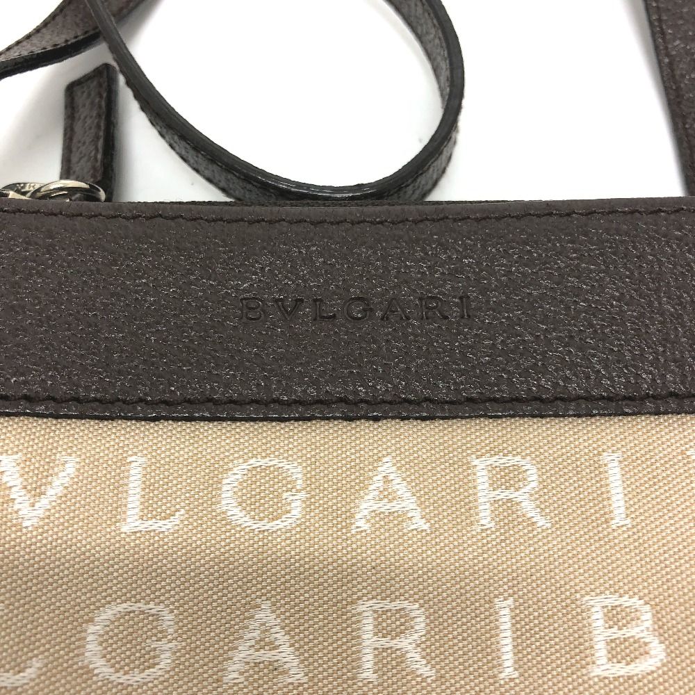 ブルガリ ロゴマニア ポシェット ショルダーバッグ キャンバス/レザー
