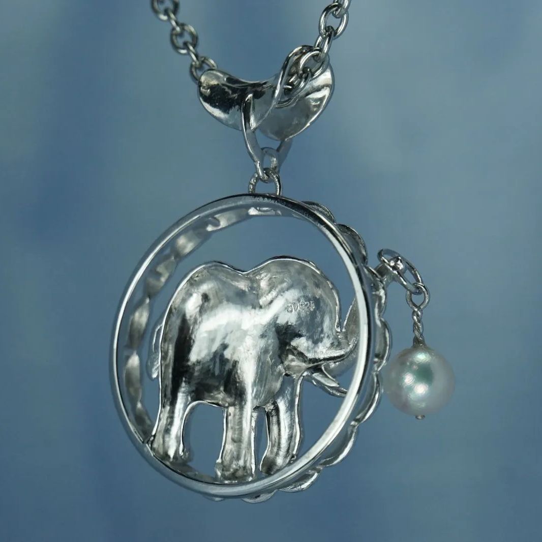  Sv 925 象とパールのペンダント その他 アクセサリー