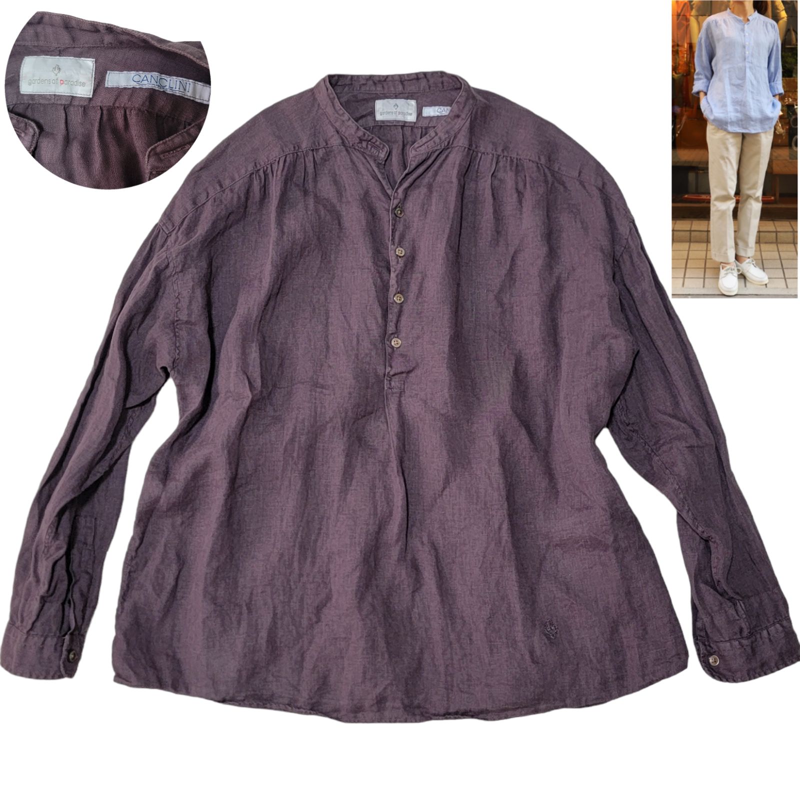 【伊Canclini　Linen】 Swedish French ブラウス 伊 canclini】 Swedish french Linen Chambray - SOUTIENCOL