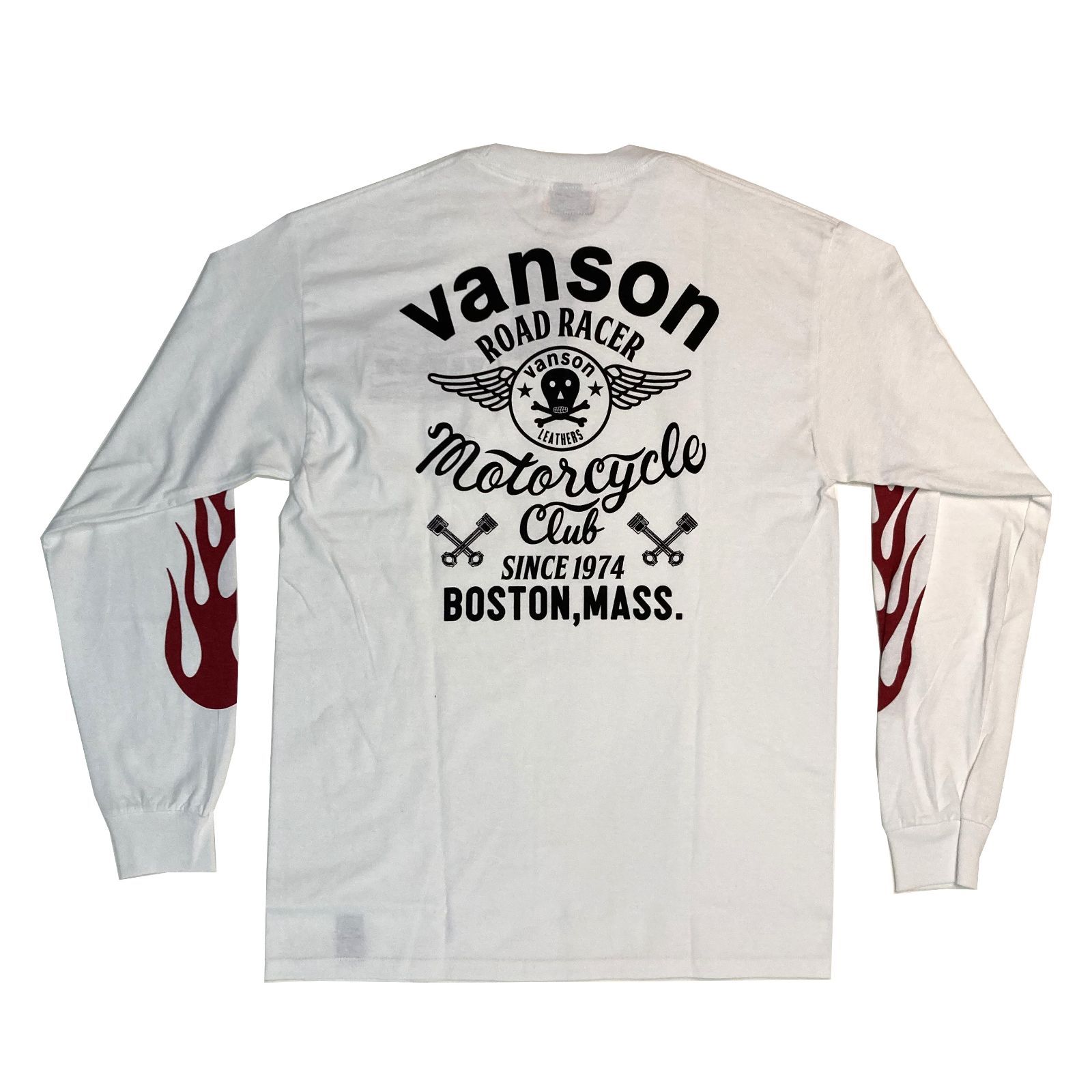 885V192 Lサイズ vanson ROAD RACES CUSTOM ロングTシャツ 長袖T WHITE