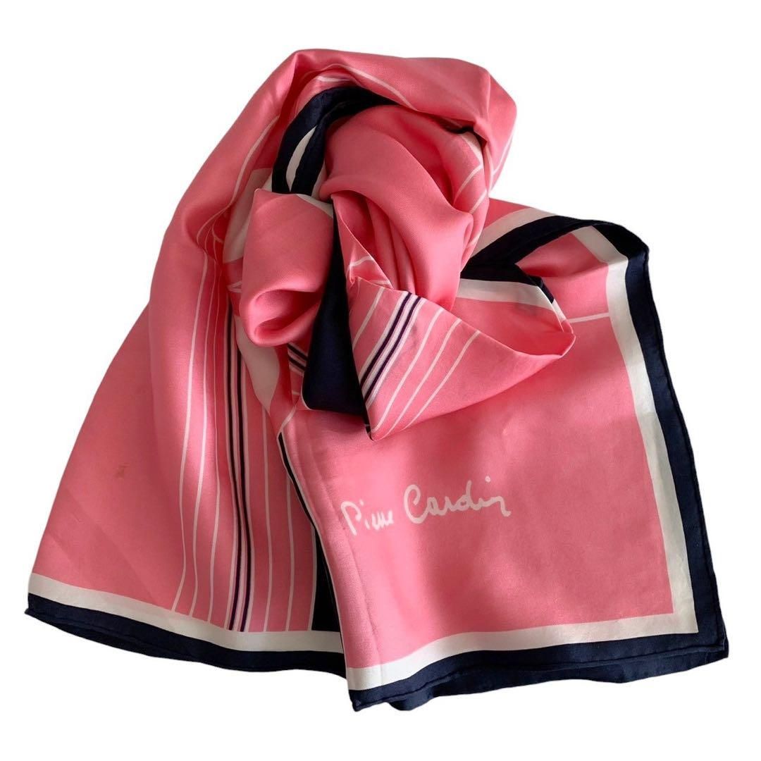pierre cardin ピエールカルダン スカーフ 大判 ピンク ネイビー pierre cardin ピエールカルダン スカーフ 大判 ピンク ネイビー