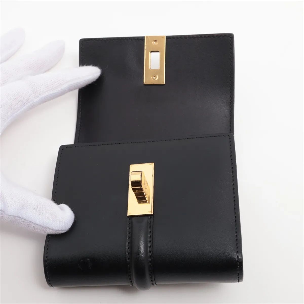 美品 セリーヌ スモール トリフォールド ウォレット 16 レザー 三  