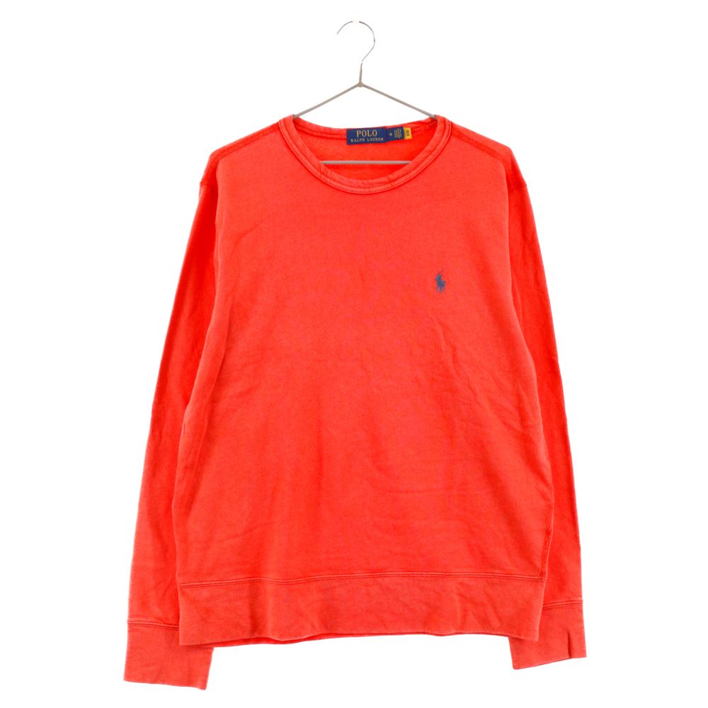 POLO RALPH LAUREN (ポロラルフローレン) ロゴ刺繍デザイン クルーネック ロングスリーブカットソー 長袖Tシャツ レッド