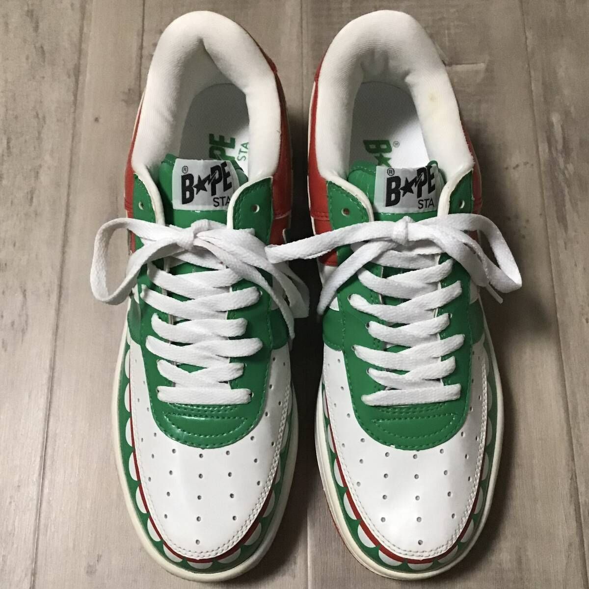 KAWS CHOMPERS BAPE STA エナメル スニーカー 27.5cm Red Green a  