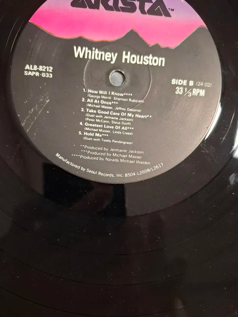 ホイットニー・ヒューストン　限定 パープル ビニール ベスト盤 LPレコード ホイットニーヒューストン LP 国内初版 NM デビューアルバム