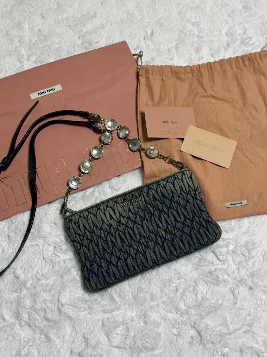 MIU MIU ミュウミュウ バッグ クリスタル デニム クロスバッグ