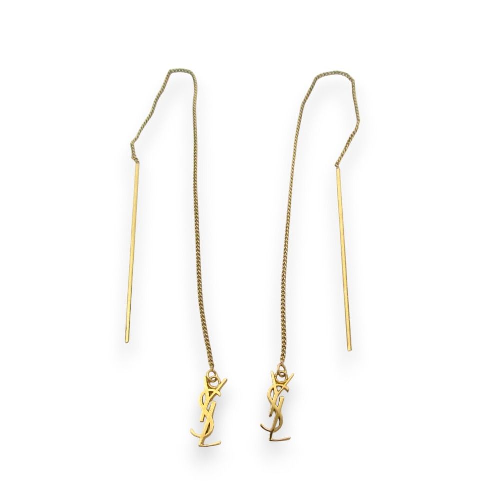 オピウム カサンドラロゴ YSLロゴ ロングスレッダー チェーンピアス 美品 美品 SAINT LAURENT PARIS サンローランパリ オピウム カサンドラロゴ