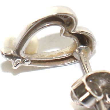 ミキモト MIKIMOTO ピアス 両耳 ハート パール 真珠 18金 K18 ホワイト
