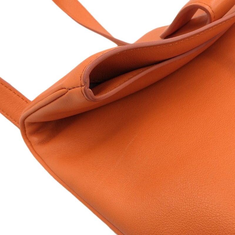 デルボー DELVAUX ショルダーバッグ レザー オレンジ シルバー