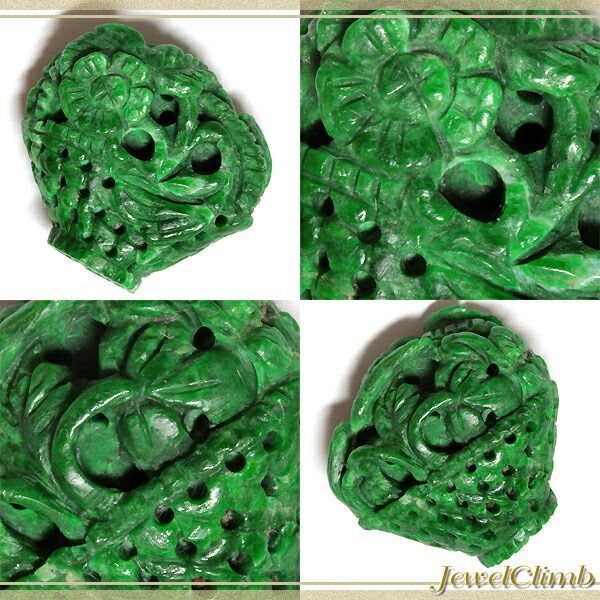 立体感溢れる彫刻作品！本翡翠カービング 宝石 ルース 58．98CT