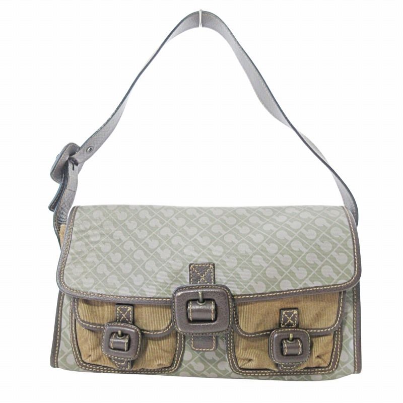 ゲラルディーニ GHERARDINI ショルダーバッグ ワンショルダー PVC コーデュロイ切替 カーキ ブラウン 茶 0110