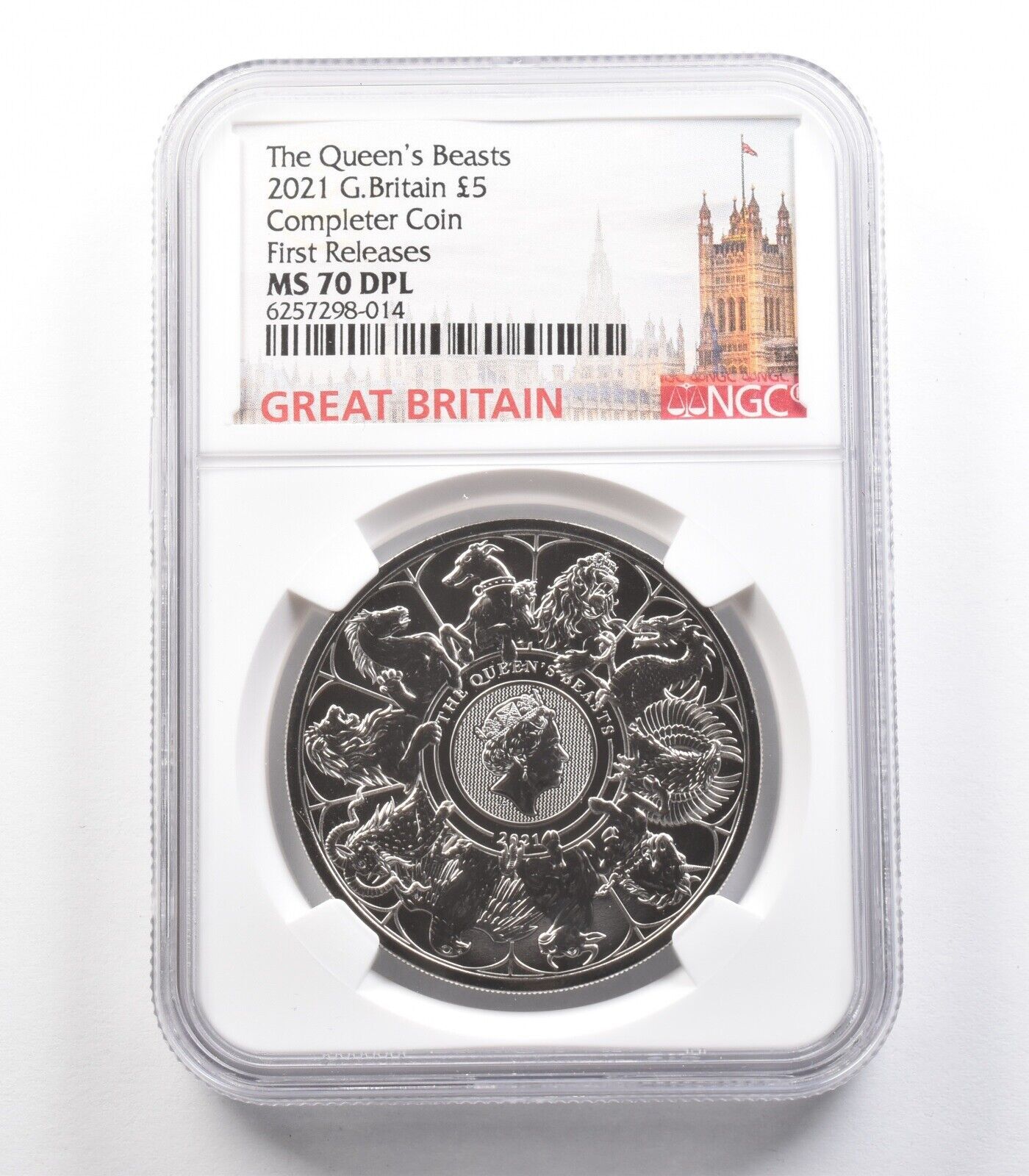 2021年 イギリス 5ポンド クイーンズビースト コンプリーターコイン FR MS70 DPL NGC