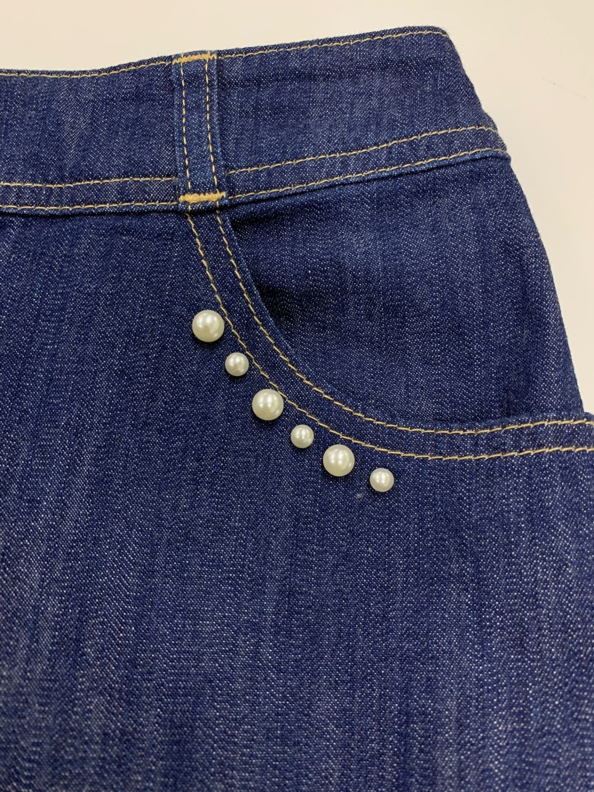 パールスタッズ付きデニムスカート 417611