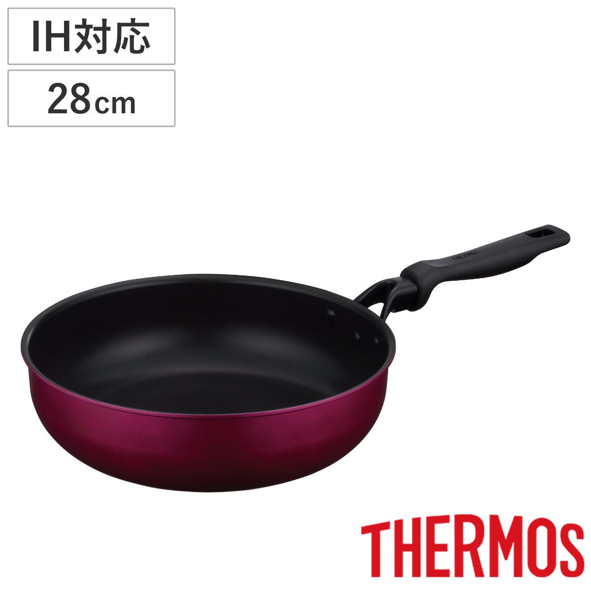 サーモス いため鍋 28cm IH対応 超深型 PFOAフリー デュラブルシリーズ （ THERMOS ガス火対応 フライパン 片手鍋 炒め鍋 ふっ素加工 フッ素加工 軽い 28センチ 深型フライパン フッ素コーティング アルミ製 軽量 ）