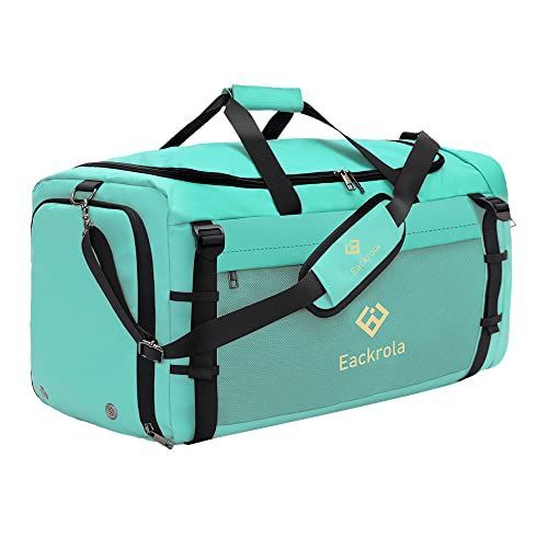 エメラルドグリーン Eackrola スポーツバッグ メンズ ジムバッグ ダッフルバッグ 大容量 修学旅行 ジムバック ボストンバッグ 防水 超軽量 修学旅行 機内持込 旅行バッグ 林間学校 男女兼用 65L