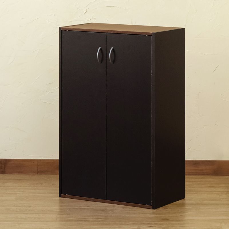本棚　扉つき　ダークブラウン キャビネット ダークブラウン 本棚 大容量 スリム 扉付き 薄型